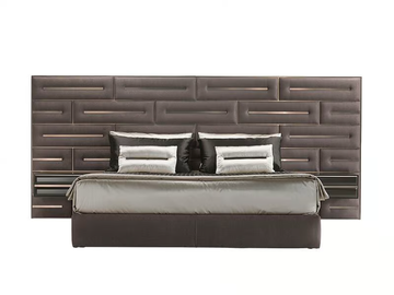 WALL - Fabric double bed with upholstered headboard and integrated nightstands by Siwa Soft Style - view 2